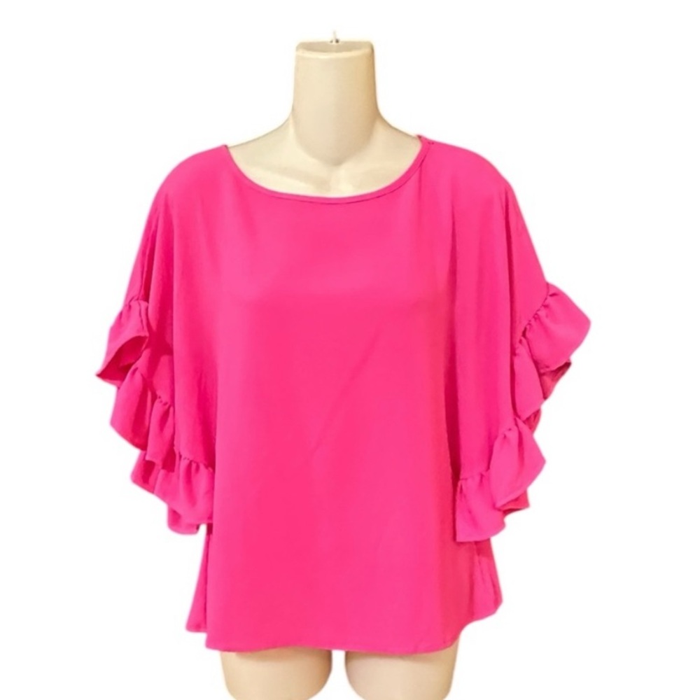 Primi Pink Ruffle Sleeve Top‎